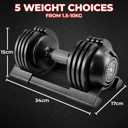 Adjustable Dumbbells 10/20/24 kg with 5 Weight Levels, Dumbbells Set with Weight Plates, Adjustable Dumbbells, Variable Weights