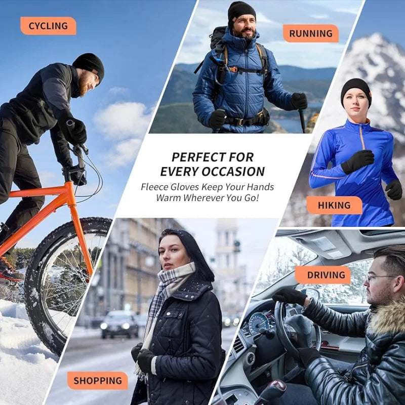Touchscreen Thermal Gloves – Fleece-Lined Warm Gloves for Running, Hiking & Winter