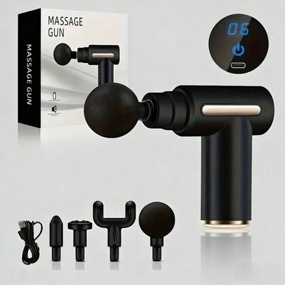 Electric Fascia Massage Gun, Portable Muscle Massager With LED Touch Screen And 4 Massage Heads, Mini Handheld Ultra-Silent Brushless Motor For Sports And Fitness