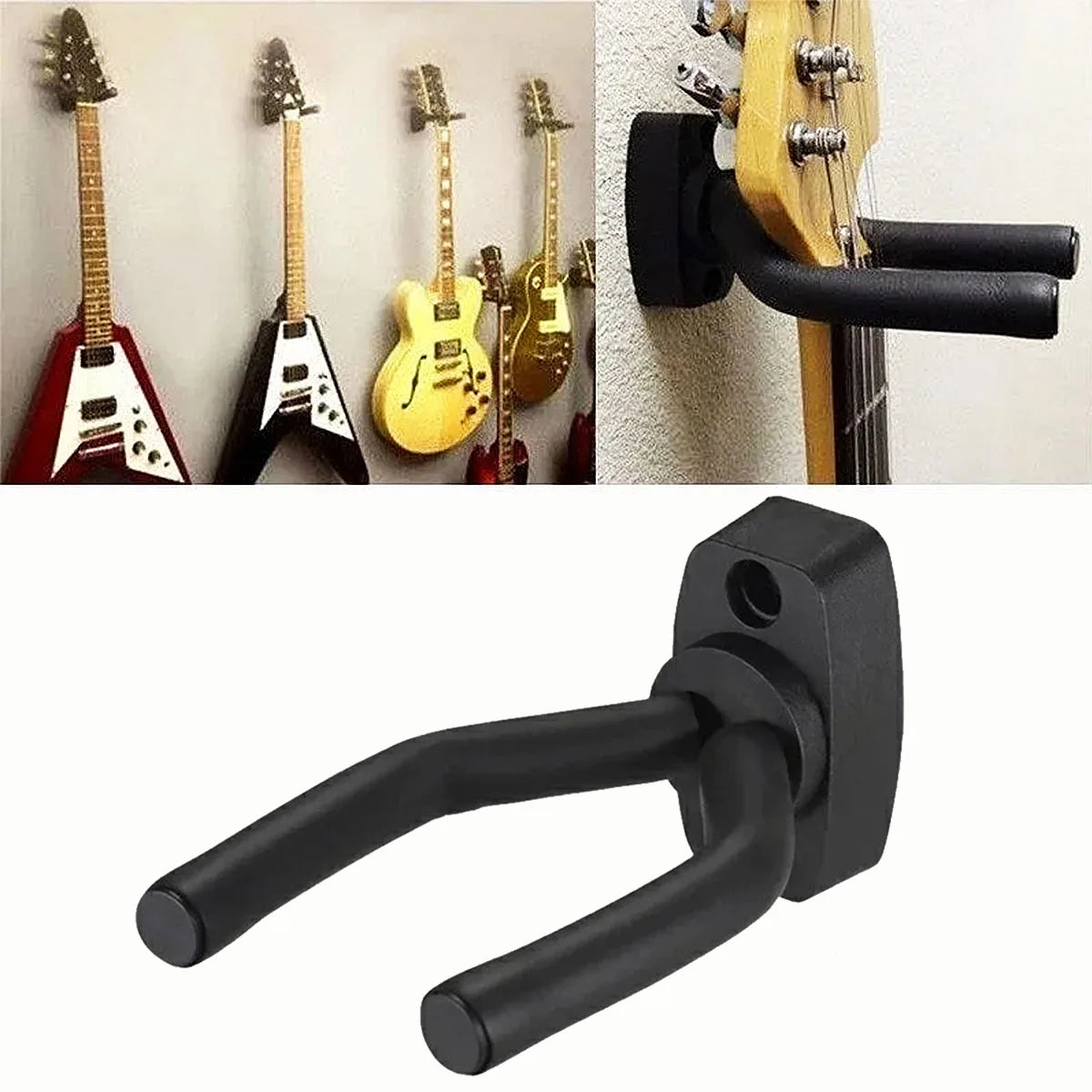 Miwayer Wall Mount Guitar Hook – 1/2/5/10pcs, Metal Core + ABS, Anti-Scratch EVA Padding, Fits Most String Instruments