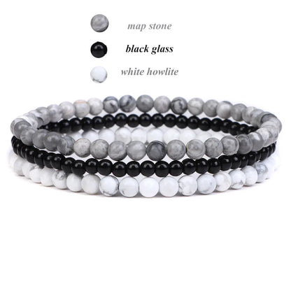 3pcs/Set Natural Stone Beaded Bracelet 4mm Lapis Lazuli Agat Bead Bracelets Couple Yoga Mini Bracelet for Men Women Jewelry Gift