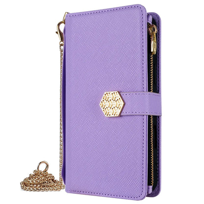 Metal Shoulder Strap Wallet Case for iPhone 17 Pro Max 14 12 11 13 15 16 Pro Max Lady Leather Card Slots Pocket Lanyard Cover