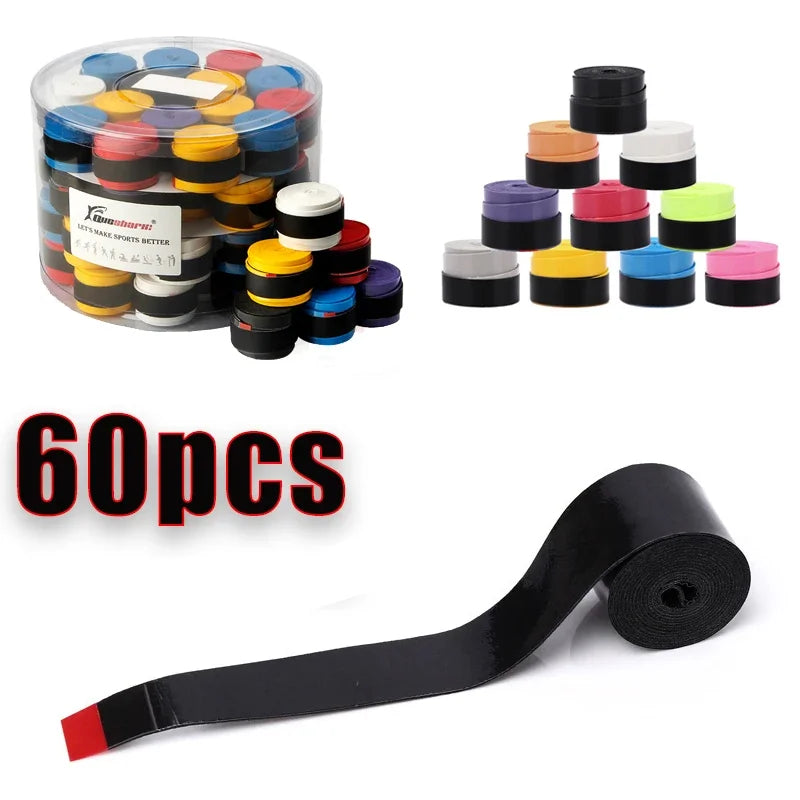 60 pcs Smooth Badminton Tennis Overgrips Antislip Fishing Rod Suck Sweat Band Bicycle Handlebar Dumbbells Pingpong Grips Tapes
