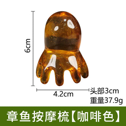 Resin Octopus Massage Comb Head Meridian Scraping Scalp Massage Brush Acupuncture SPA Gua Sha Massage Comb for Fatigue Relief