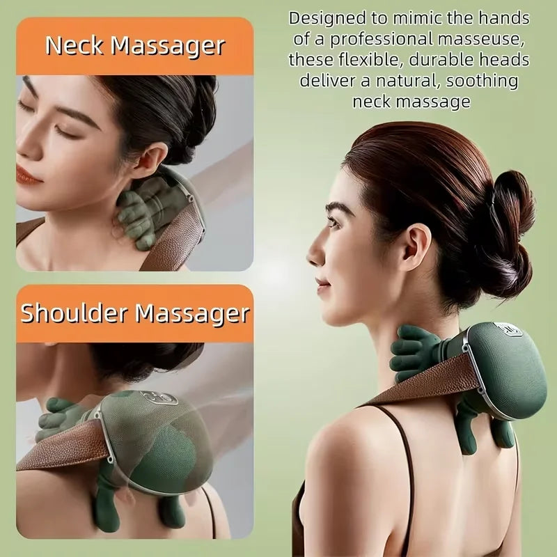 4D Bionic Finger Neck and Shoulder Massager, Trapezius Muscle Kneading Device, Brushless Motor Neck and Shoulder Leg Massager