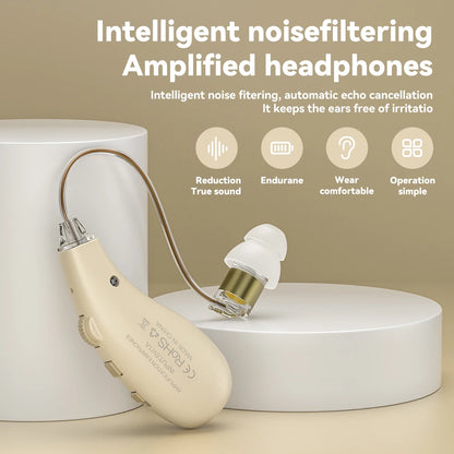 Rechargeable Over-the-Ear Hearing Aid Headphones for the Elderly with Noise Reduction and Affordable Pricing
