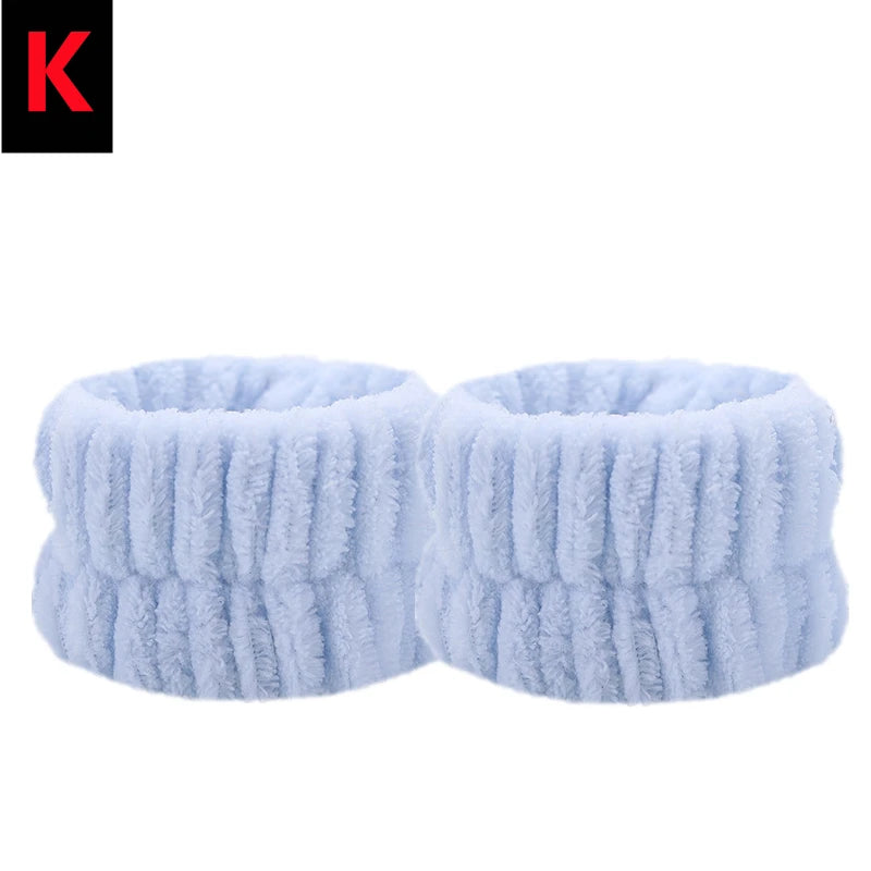 2PCS Reusable Spa Wrist Washband Soft Microfiber Towel Wristbands For Washing Face Women Girl Yoga Running Sport Wrist Sweatband