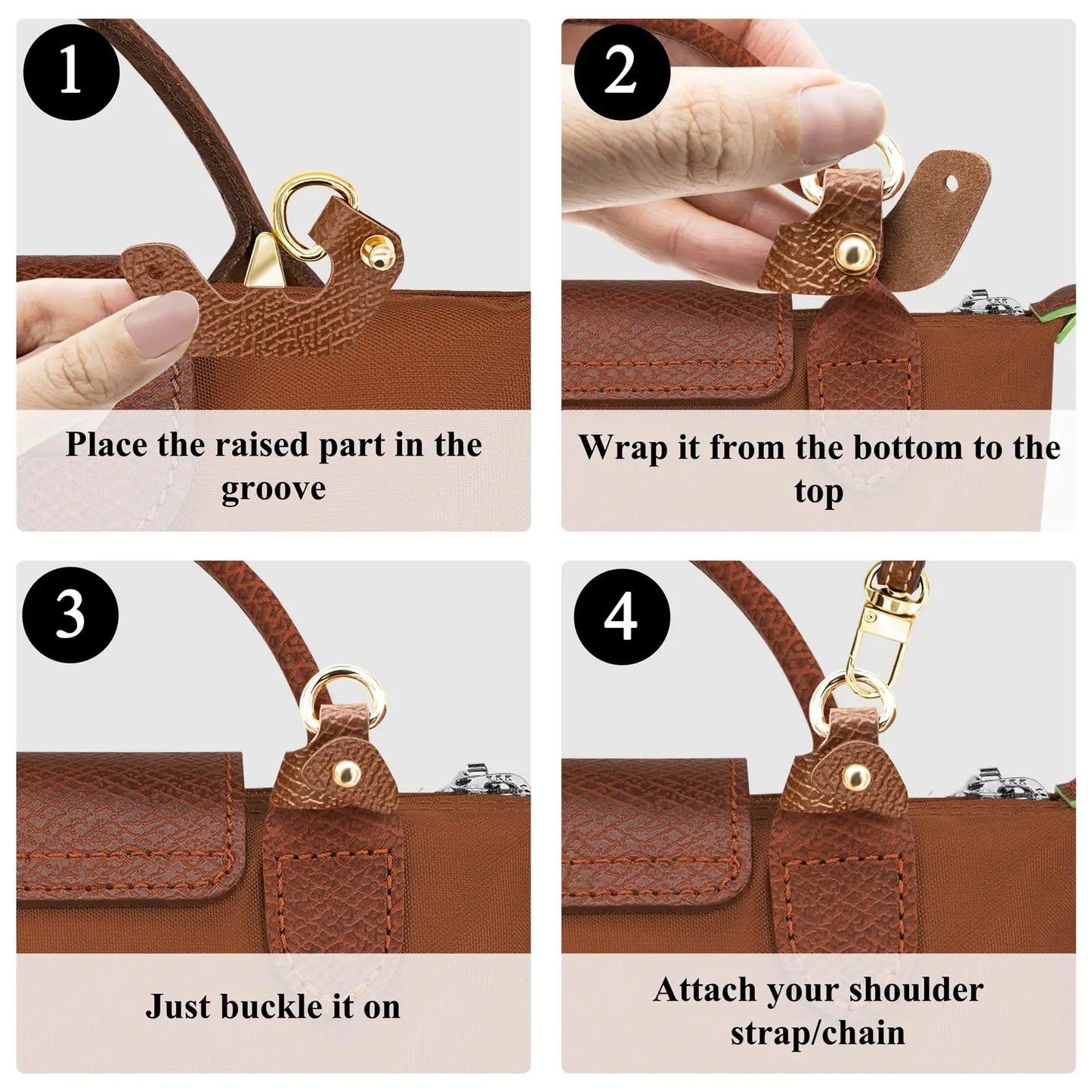 No Hole Punch Leather Replacement Strap Adjustable Crossbody Bag Strap Clip On Shoulder Strap for Purse Handbag Accessory