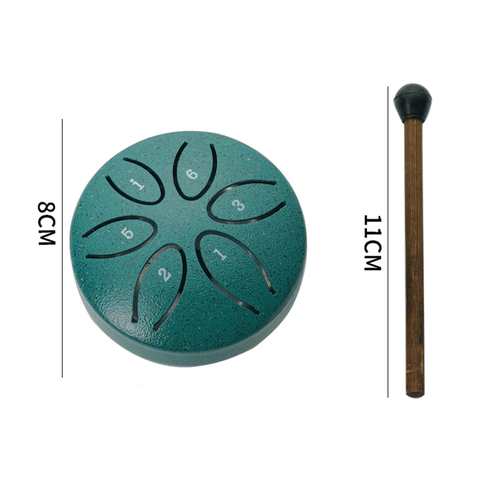 Steel Tongue Drum 3 Inch 6 Notes Percussion Instrument Balmy Drum with Drum Mallets for Meditation Yoga Majors Mini Handpan Drum