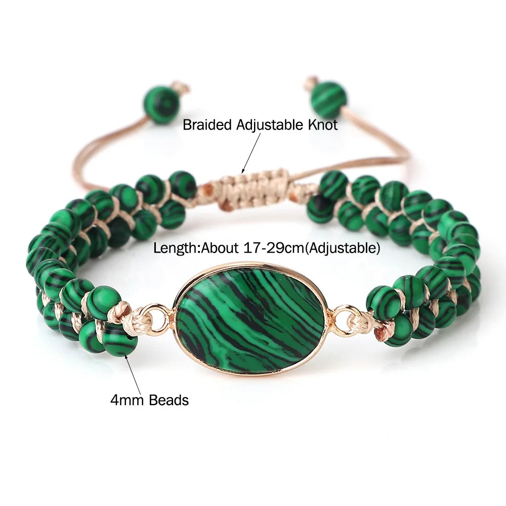 Fashion Green Malachite Bracelets Bangles For Women Men Natural Stone Charm Bracelet Buddhist beads Bracelet Energy Yoga Jewelry