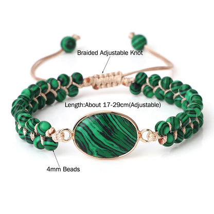 Fashion Green Malachite Bracelets Bangles For Women Men Natural Stone Charm Bracelet Buddhist beads Bracelet Energy Yoga Jewelry