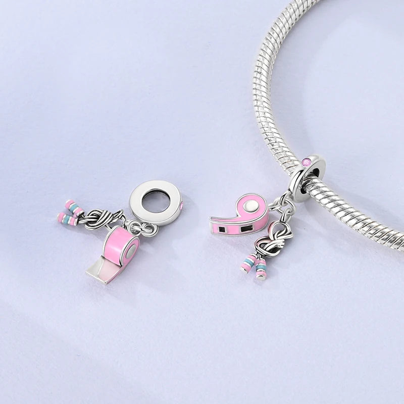 925 Sterling Silver Sports Series Charms Bead Yoga Boxing Dumbbells Badminton Pendants Fit Original Bracelet DIY Women Gift