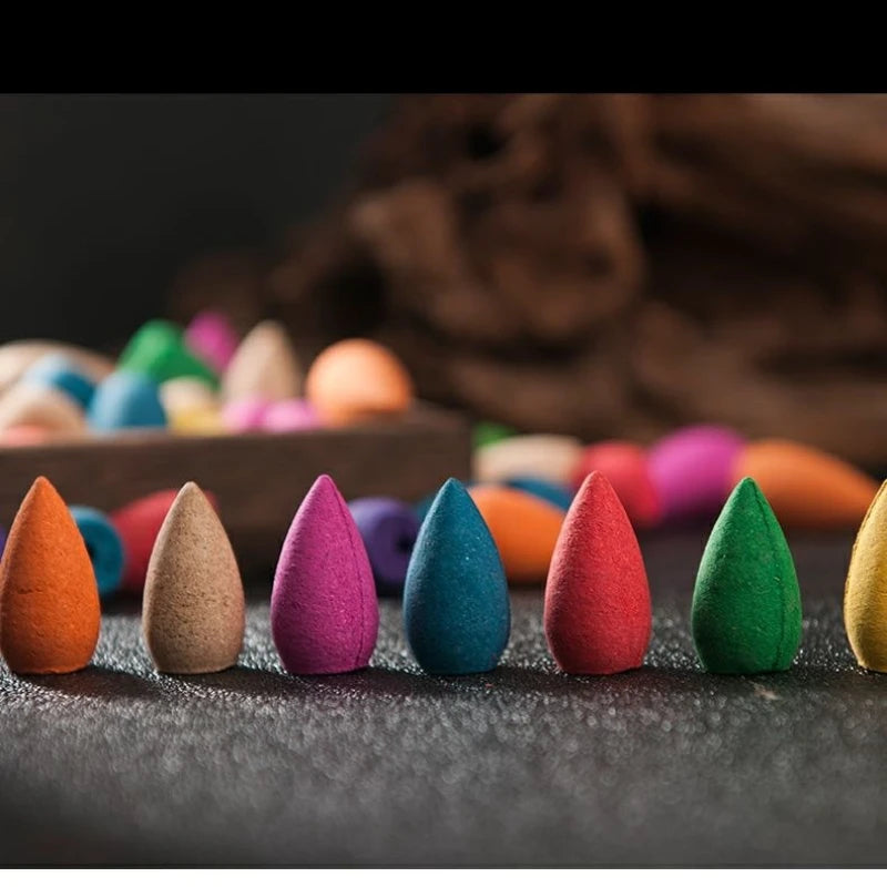 30/60/100pcs Waterfall Backflow Incense Cones Lavender Jasmine Sage Mix Scent for Incense Burner Yoga Meditation Home Fragrance