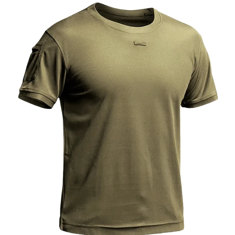 Outdoor Quick Drying T-shirt Men Special Forces Breathable Elastic Quick Drying T-shirt Tactical Round Neck Short Sleeve Top