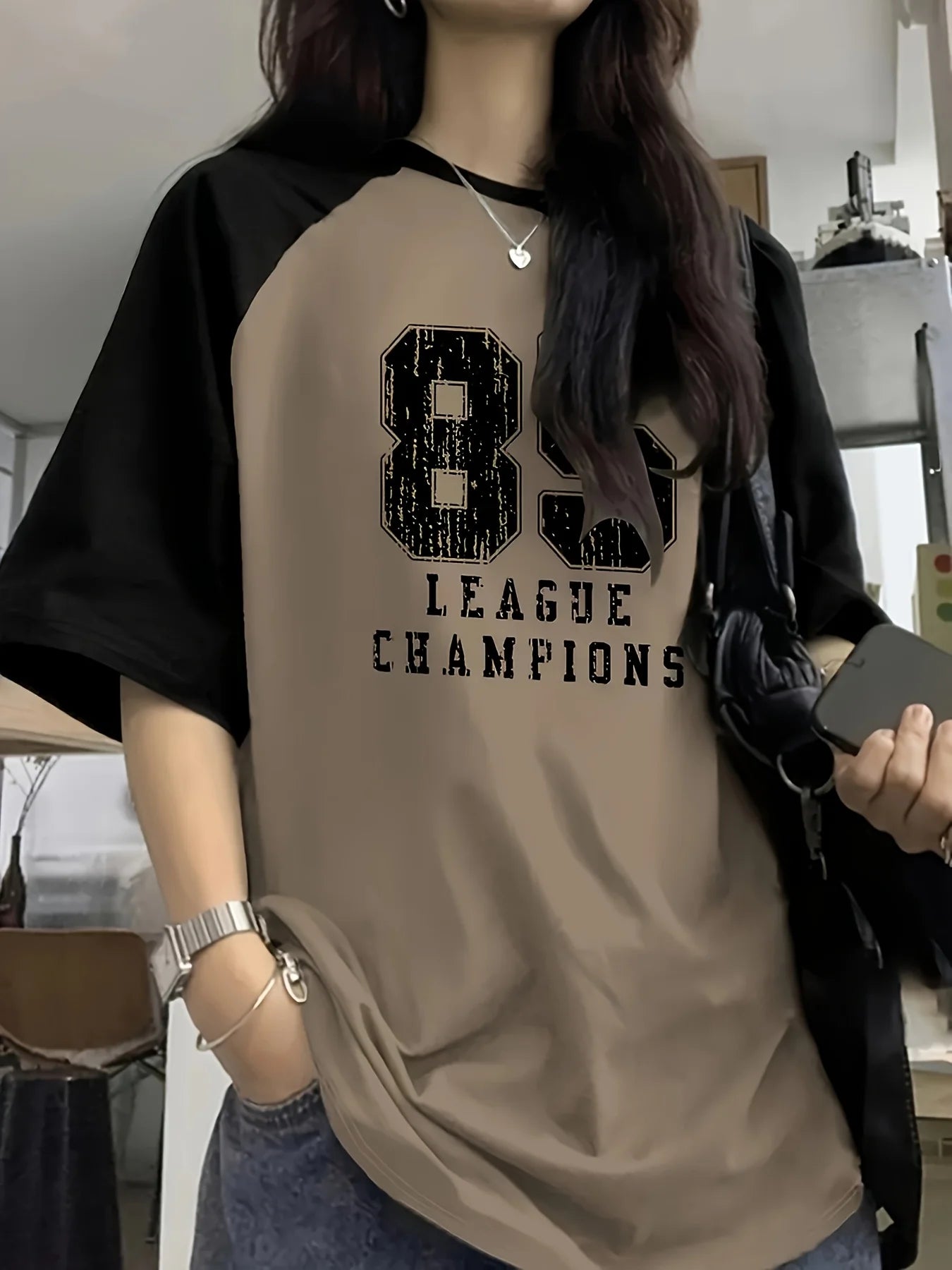 Summer's New Y2K Style Women's Casual Short-Sleeved 85 Digital Letter Printed Round-Neck Loose Quick-Drying T-shirt Trendy Top