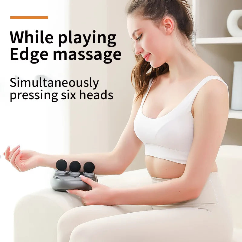 New Six Heads Fascia Gun High-Frequency Vibration Deep Massage Device For Shoulder Waist Back Leg Body Muscle Relaxation Gift