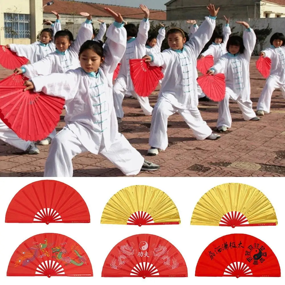28/34cm Chinese Tai Chi Chinoiserie Gift Kung Fu Fan Folding Stage Fan Plastic Bone Fan Yoga Fan