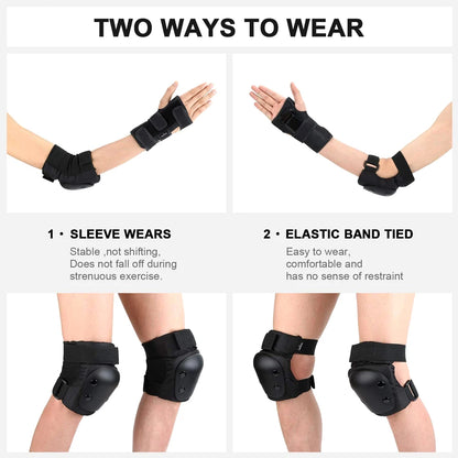 3-in-1 Protective Gear Set - Knee Pads, Elbow Pads & Wrist Guards for Skateboarding, Roller Skating, Cycling, Inline Skating