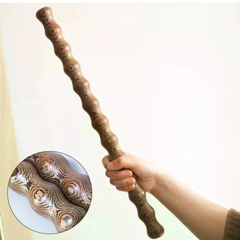 41cm Multi-Functional Chicken Wing Shaped Wooden Massage Stick Body Shaping Muscle Relaxation Massage Roller Tool
