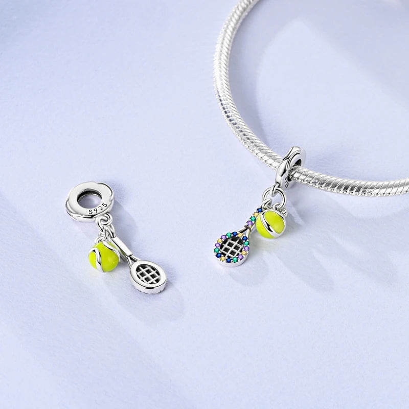 925 Sterling Silver Sports Series Charms Bead Yoga Boxing Dumbbells Badminton Pendants Fit Original Bracelet DIY Women Gift