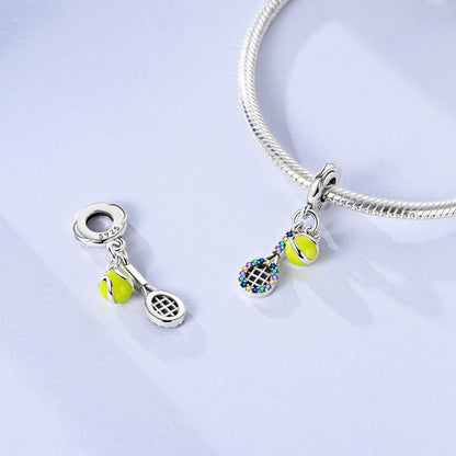 925 Sterling Silver Sports Series Charms Bead Yoga Boxing Dumbbells Badminton Pendants Fit Original Bracelet DIY Women Gift