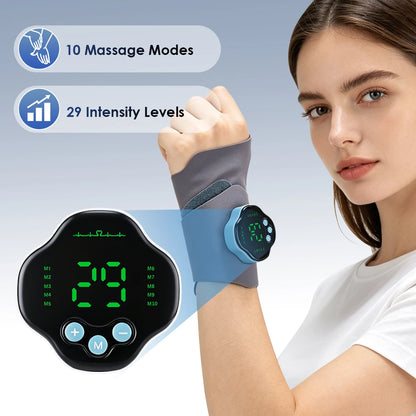 Cordless Wristband for Carpal Tunnel Muscle Fatigue Relief Belt 10 Modes 29 Levels EMS Microcurrent Wrist Guard Hand Massager