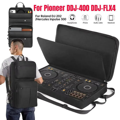 DJ Backpack for Pioneer DDJ-400 DDJ-FLX4 for Roland DJ-202 DJ Mixer Case DJ Controller Case Shockproof Adjustable Shoulder Strap