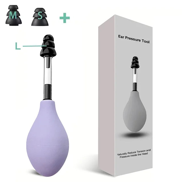 Ear Pressure Tool Portable Ear Pressure Relief Suction Device Wih 3 Sizes Of Earplugs Inner Ear Pressure Relief Tool for Headach