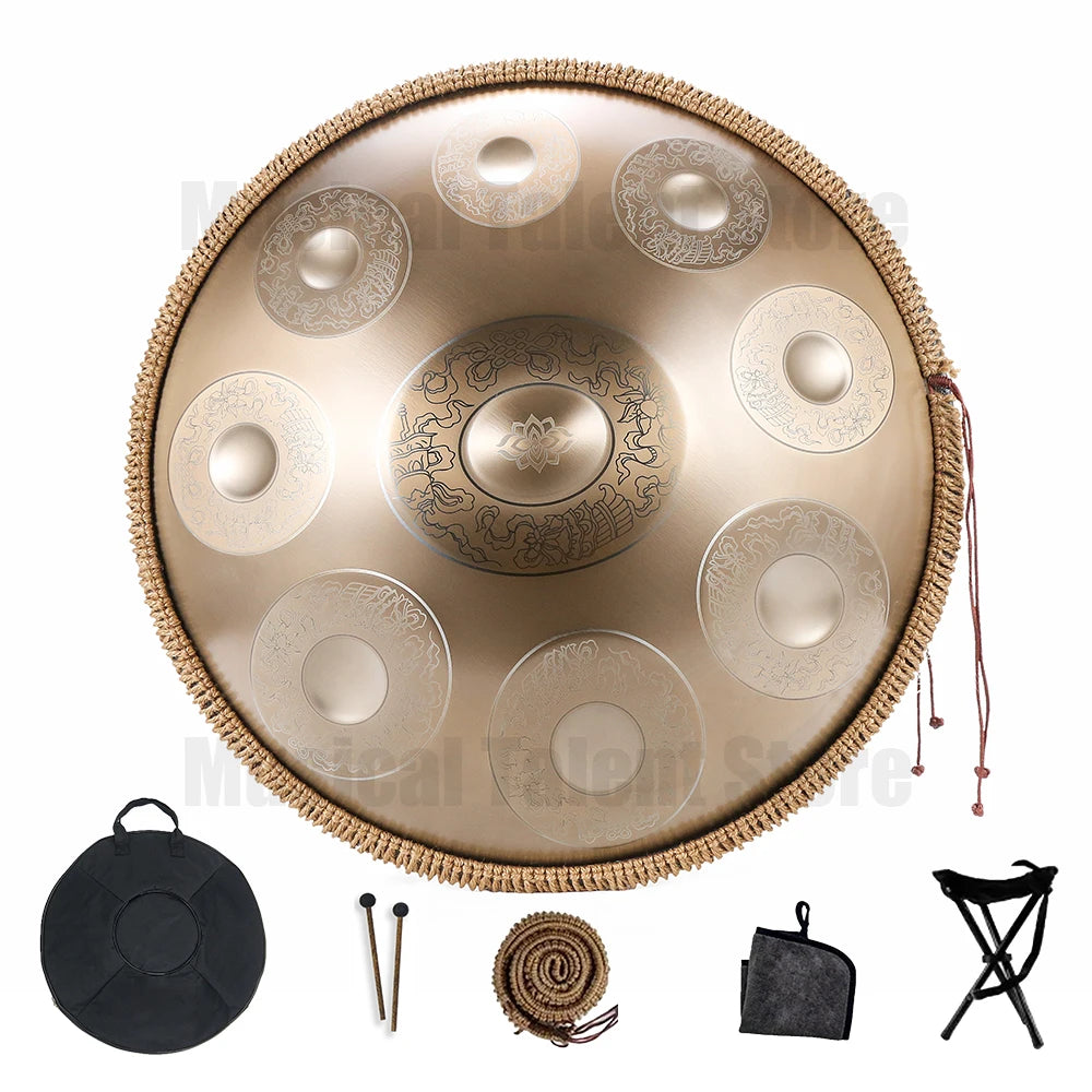 22inch9/10/12notes Steel Tongue Drum,Authentic Handpan,Professional Hand Plate,Meditation,Sound Therapy,yoga,relax