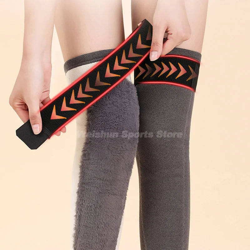 Winter Warm Wool Kneepad Thick Leg Guard Cashmere Knee Protector Long Thermal Wraps Old People Cold Leg Knee Pads Brace 1 Pair
