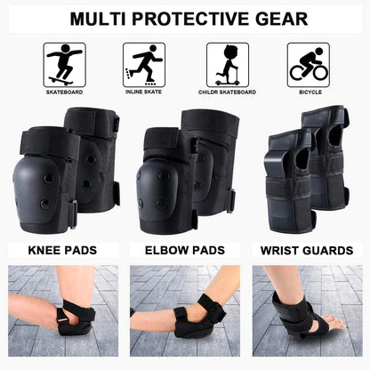 3-in-1 Protective Gear Set - Knee Pads, Elbow Pads & Wrist Guards for Skateboarding, Roller Skating, Cycling, Inline Skating