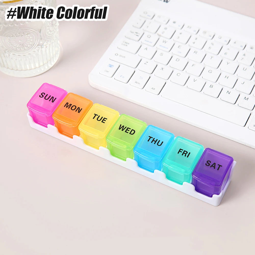 1PCS Small Pill Organizer 7 Day Pill Box 1 Time a Day, Travel Friendly Day Night Vitamin Organizer, Weekly Pill Case Container