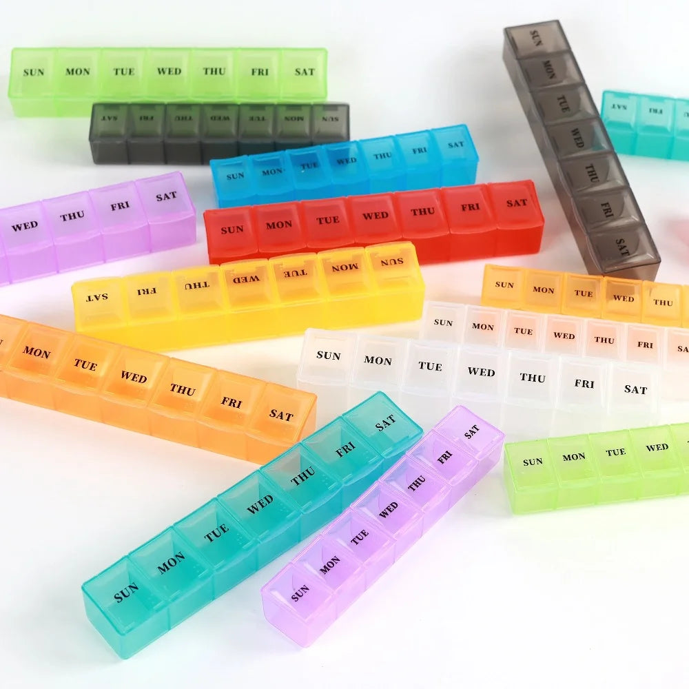 New Hot Weekly Premuim Portable 7 Grids 1 Times A Day Pill Storage Cases Box Organizer Container for Vitamins Medicine Fish Oils
