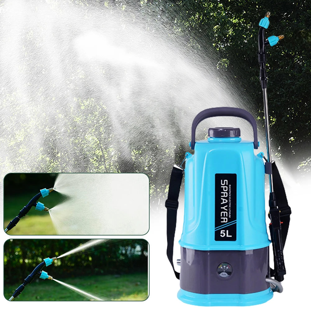 5L Electric Backpack Sprayer with 5 Mist Nozzle Garden Sprayer with Adjustable Shoulder Strap Water Sprayer for Yard Lawn Garden