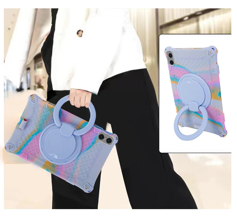 360 Rotating Case For Teclast T60 12" P50 T50 Pro 11" M50 Pro 10.1" Soft Silicone Stand Cover With Handle Grip Shoulder Strap