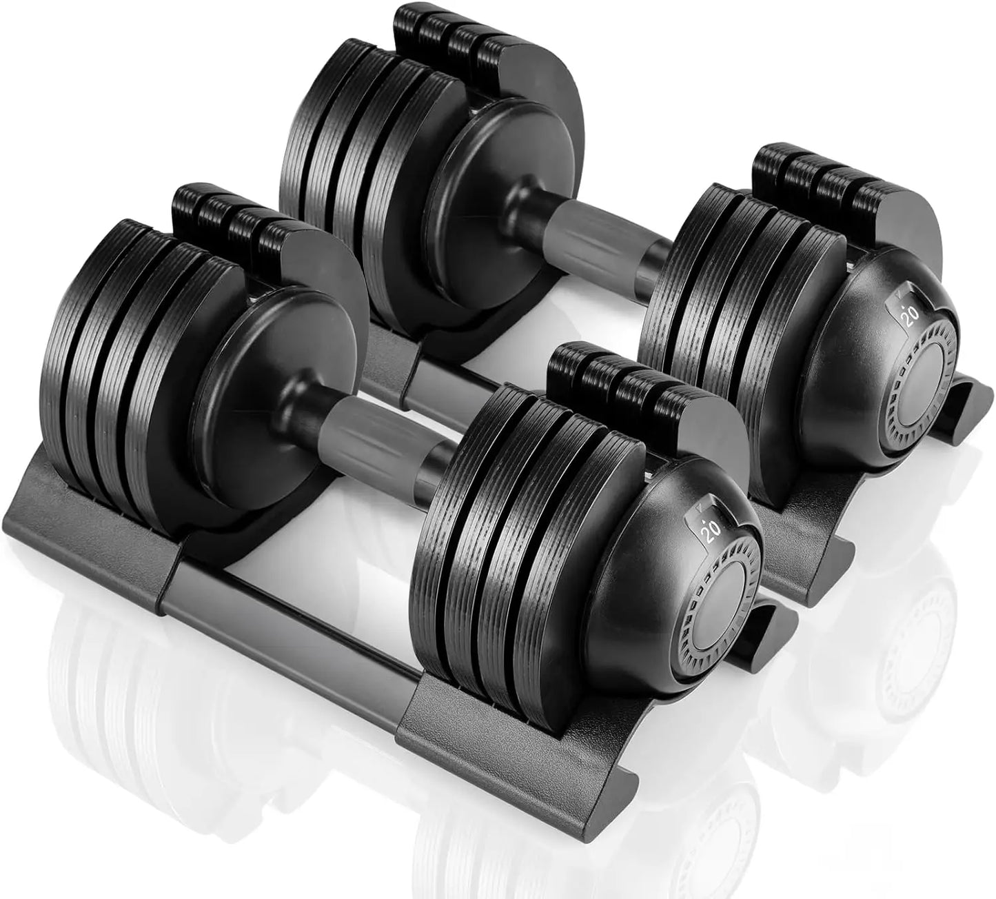 Adjustable Dumbbells 10/20/24 kg with 5 Weight Levels, Dumbbells Set with Weight Plates, Adjustable Dumbbells, Variable Weights