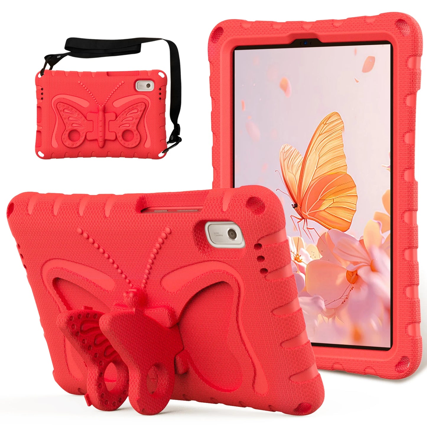 For Lenovo Tab M9 Case Butterfly Kickstand EVA Tablet Cover with Shoulder Strap - Mint Green