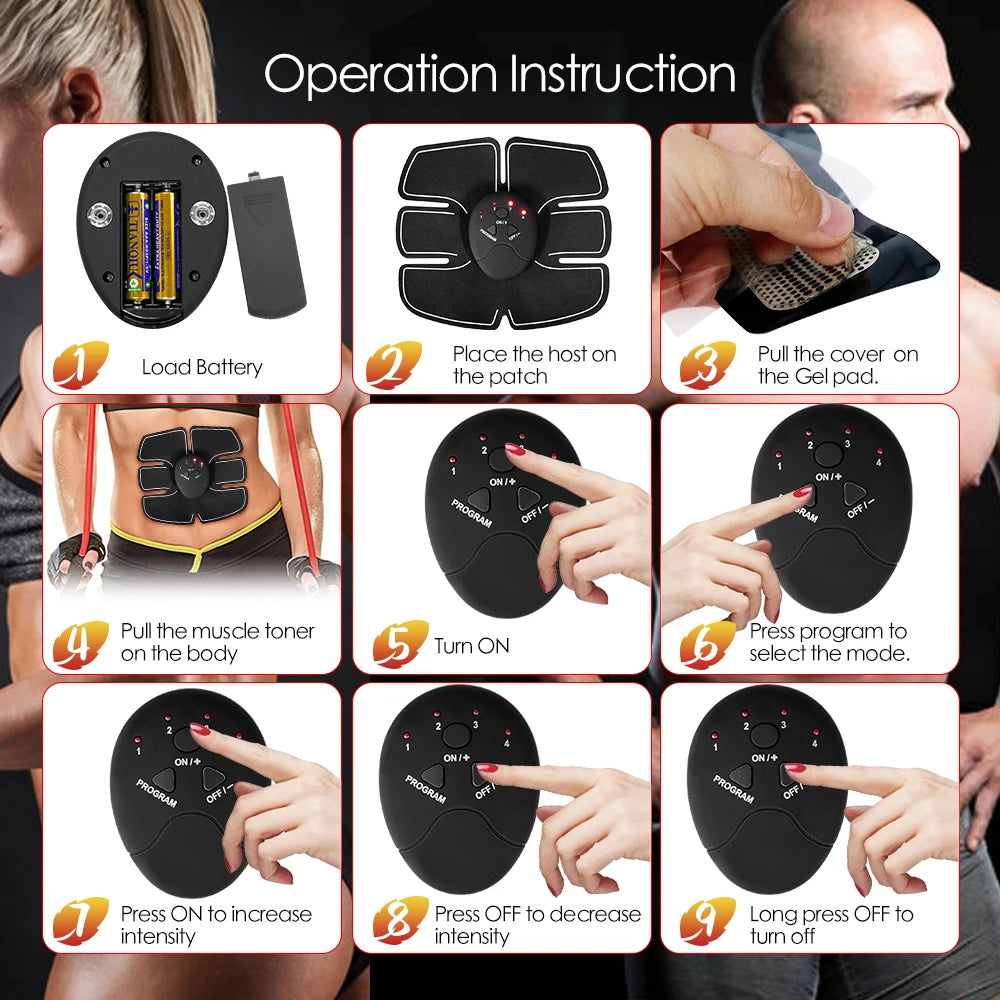 EMS Muscle Stimulator Abdominal Muscle Massager Hip Training Fitness Buttocks Arm Abdomen Trainer Apparatus Slimming Fat Burning