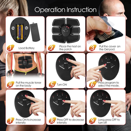 EMS Muscle Stimulator Abdominal Muscle Massager Hip Training Fitness Buttocks Arm Abdomen Trainer Apparatus Slimming Fat Burning