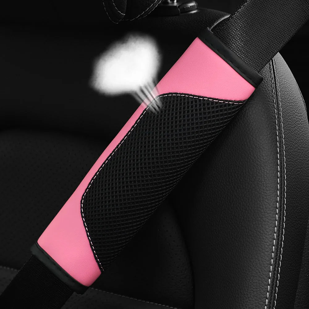 A Three-dimensional Mesh Cloth Leather Breathable Car Seat Belt Shoulder Strap Cover Insurance Strap Cover Automotive Supplies