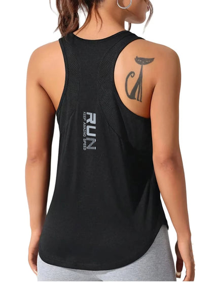 Summer Run Keep Amazing Speed Letter Print Tank Tops Womens Basic Quick Drying Gym Sports Vest Casual Breathable Soft Sleeveless