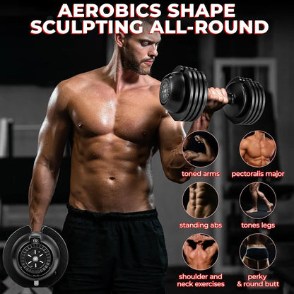 Adjustable Dumbbells 10/20/24 kg with 5 Weight Levels, Dumbbells Set with Weight Plates, Adjustable Dumbbells, Variable Weights