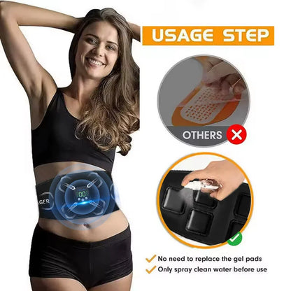 Abdominal Muscle Toner EMS Muscle Stimulator Electric Toning Belt Waist Trainer USB Recharge Body Weight Loss Fitness Massager