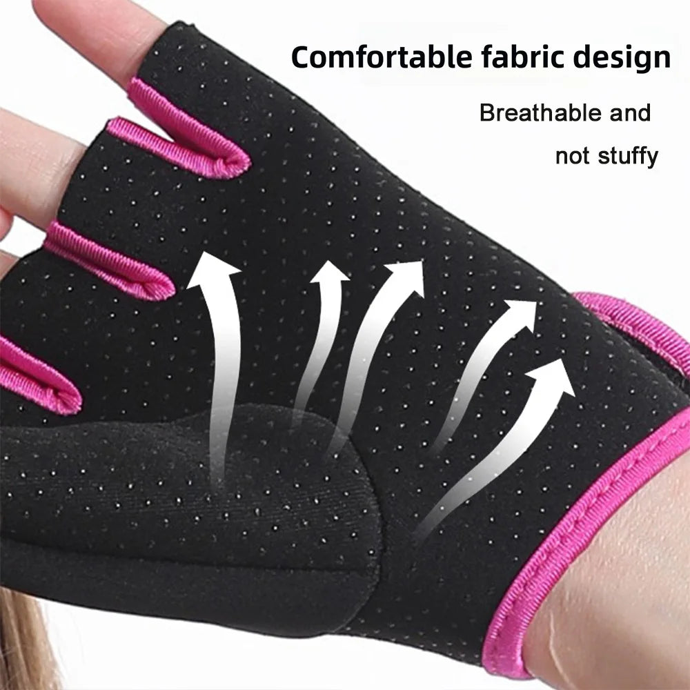 Women Men Fitness Gym Gloves Weightlifting Gloves Half Finger Breathable Non-slip Gel Pad Bodybuilding Training Dumbbells Gloves