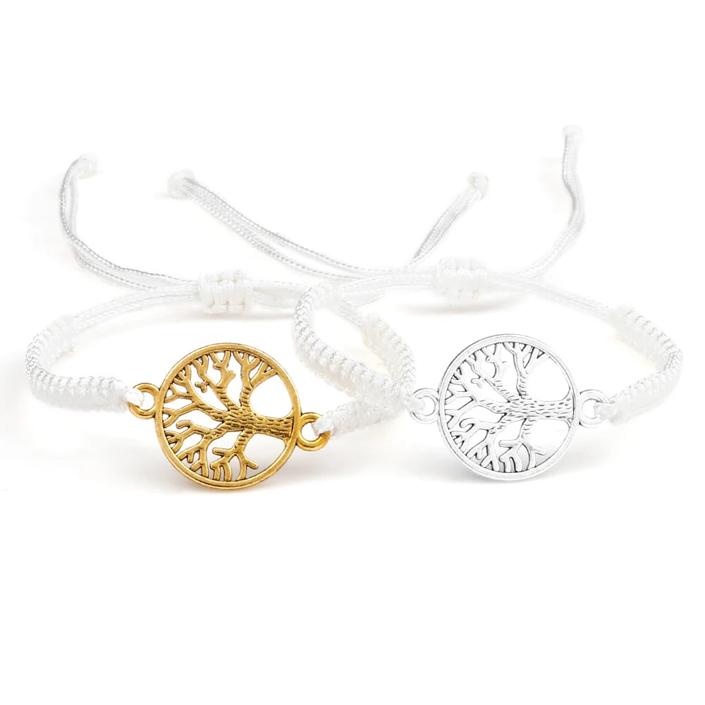 Lucky Red String Braid Bracelets Classic Retro Alloy The Tree of Life Handmade Men Women Kid Wristband Yoga Jewelry Gift Bangles