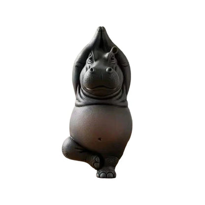 Yoga Master Hippo Statue Handcrafted Resin Hippopotamus Figurine Hippo Figurine Yoga Statue Meditation Hippopotamus For Home