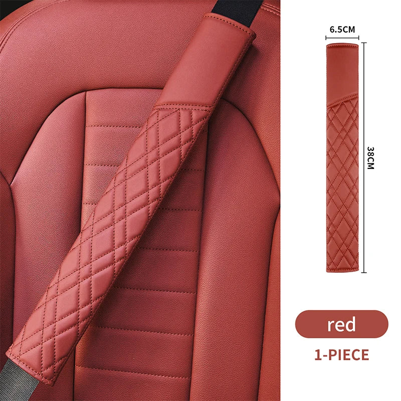Car Seat Belt Pads Universal Nappa Leather Car Seat Shoulder Strap Pad Cushion Cover Car Belt Protector Safety Belt Cover