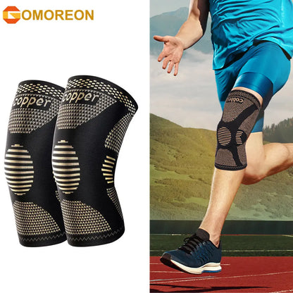 1Pair Copper Knee Brace, Compression Sleeves Support for Men & Women - Knee Pads for Running, Meniscus Tear, ACL, Arthritis