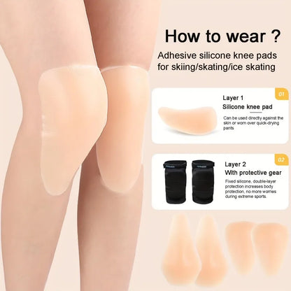 1 Pair of Adult Silicone Knee Pads for Basketball Skating and Skiing Sports Hip protection Snowboard Knee Pad Strong Adhesive