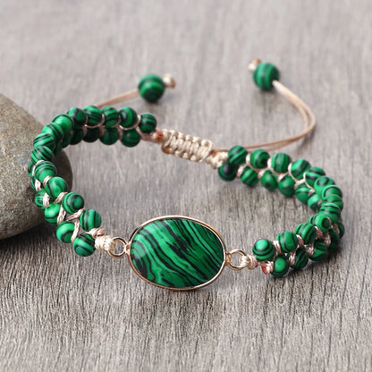 Fashion Green Malachite Bracelets Bangles For Women Men Natural Stone Charm Bracelet Buddhist beads Bracelet Energy Yoga Jewelry